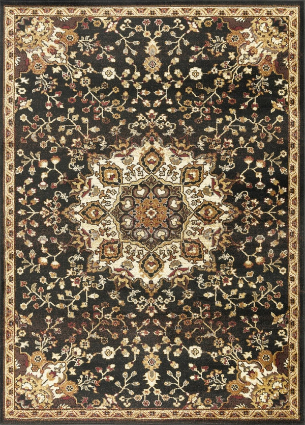 English Elm Classic Medallion Area Rug Low Pile Ornate Symmetrical Design for Dining Living Rooms B186P452298