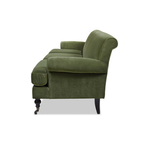 English Elm Jennifer Taylor Home - Alana Lawson Three-Cushion Olive Green Velvet Sofa - Timeless Elegance & Easy Care Comfort B2719P238314