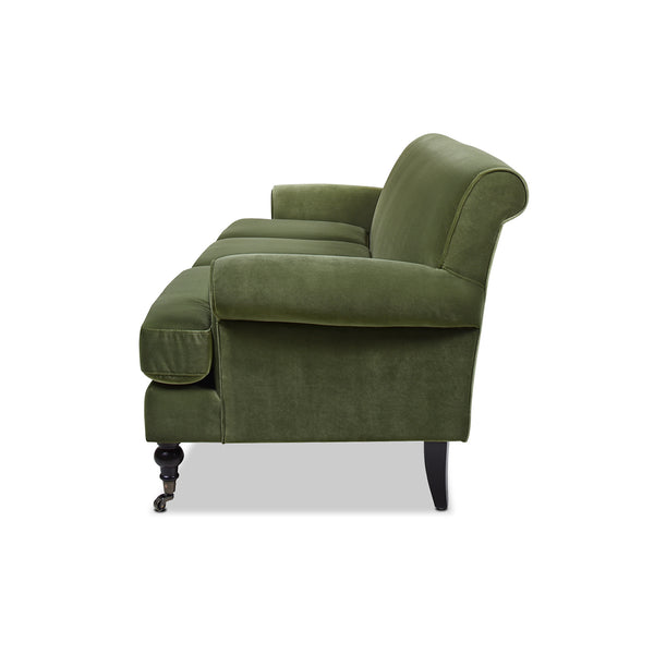 English Elm Jennifer Taylor Home - Alana Lawson Three-Cushion Olive Green Velvet Sofa - Timeless Elegance & Easy Care Comfort B2719P238314