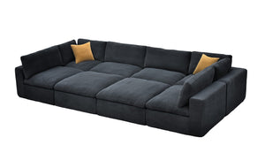 English Elm Coffee Bean Textured Upholstery Modular Sectional Low Profile Sofa with Toss Pillows Dark Gray B2748S00082