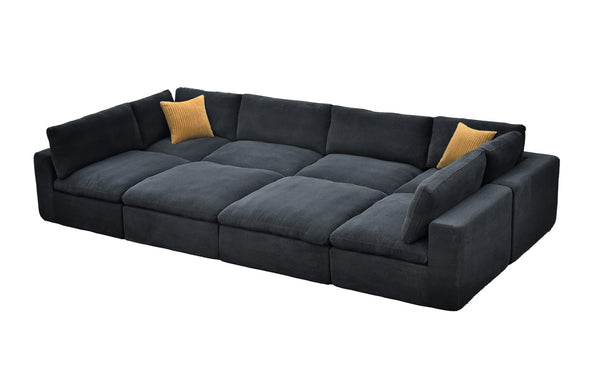 English Elm Coffee Bean Textured Upholstery Modular Sectional Low Profile Sofa with Toss Pillows Dark Gray B2748S00082
