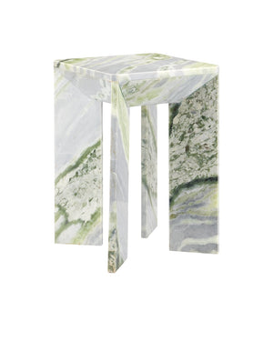 Currey & Company Minerale Green Onyx Accent Table - Unique Natural Stone Design With Striking Veins And Elegant Finish Green Green Onyx Marble 3000-0326-currey-company
