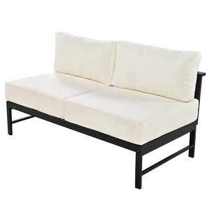 English Elm U_style Outdoor U-shaped Sectional with Iron Frame and Ultra Thick Foam Patio Seating WY000478AAA