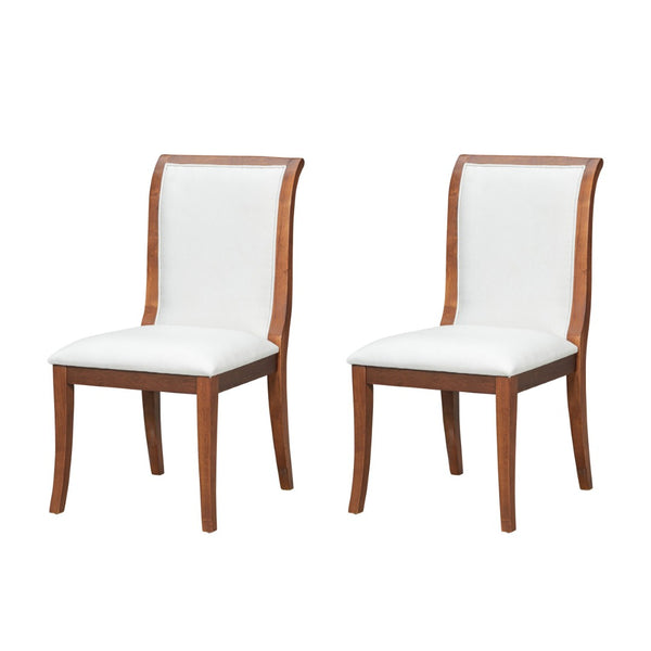 English Elm Walnut Upholstered Dining Chairs Set Of 2 - Elegant Comfort With Solid Hardwood Frame & Curved Design N842P315217D-GIGA