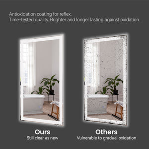 English Elm 48"x36" Modern LED Smart Mirror Bathroom Wall Mirror – Front & Back Glow, 3-Color Touch, Anti-Fog, Memory Mode T3177P284026