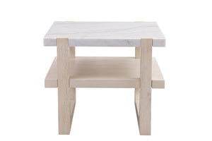 Basset Mirror Newport Coastal Modern Rectangular End Table With White Marble Top And Sun-bleached Ash Finish White Wood,Marble 6260-lr-200