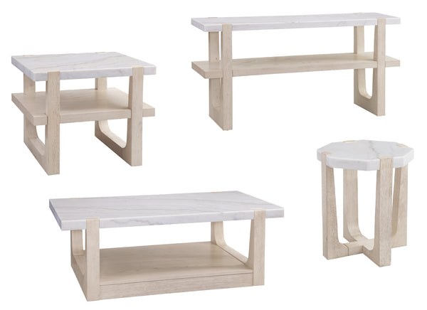 Basset Mirror Newport Coastal Modern Rectangular End Table With White Marble Top And Sun-bleached Ash Finish White Wood,Marble 6260-lr-200