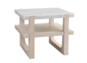 Basset Mirror Newport Coastal Modern Rectangular End Table With White Marble Top And Sun-bleached Ash Finish White Wood,Marble 6260-lr-200