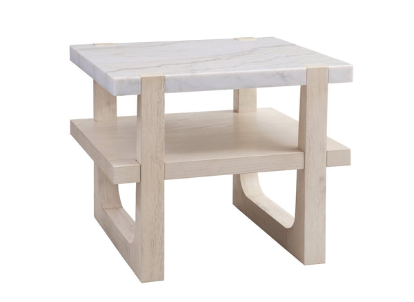 Basset Mirror Newport Coastal Modern Rectangular End Table With White Marble Top And Sun-bleached Ash Finish White Wood,Marble 6260-lr-200
