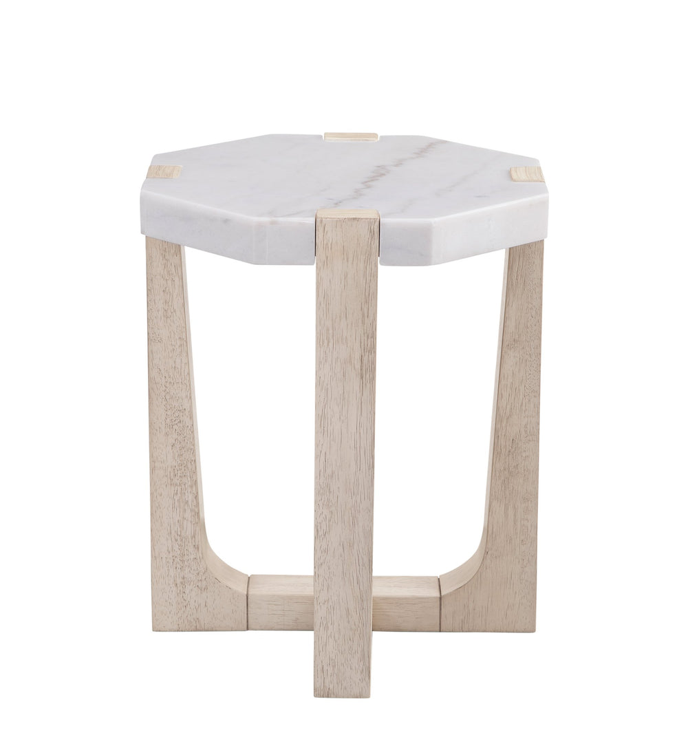 Basset Mirror Newport Coastal Modern Scatter Table With White Marble Top & Sun-bleached Ash Veneer Legs White Wood,Marble 6260-lr-223