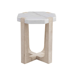 Basset Mirror Newport Coastal Modern Scatter Table With White Marble Top & Sun-bleached Ash Veneer Legs White Wood,Marble 6260-lr-223