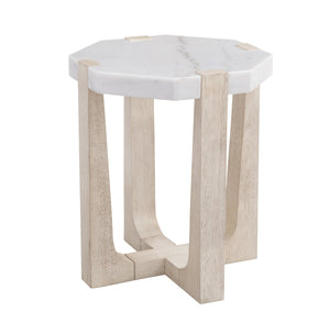 Basset Mirror Newport Coastal Modern Scatter Table With White Marble Top & Sun-bleached Ash Veneer Legs White Wood,Marble 6260-lr-223