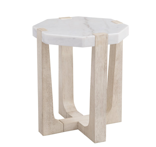 Basset Mirror Newport Coastal Modern Scatter Table With White Marble Top & Sun-bleached Ash Veneer Legs White Wood,Marble 6260-lr-223