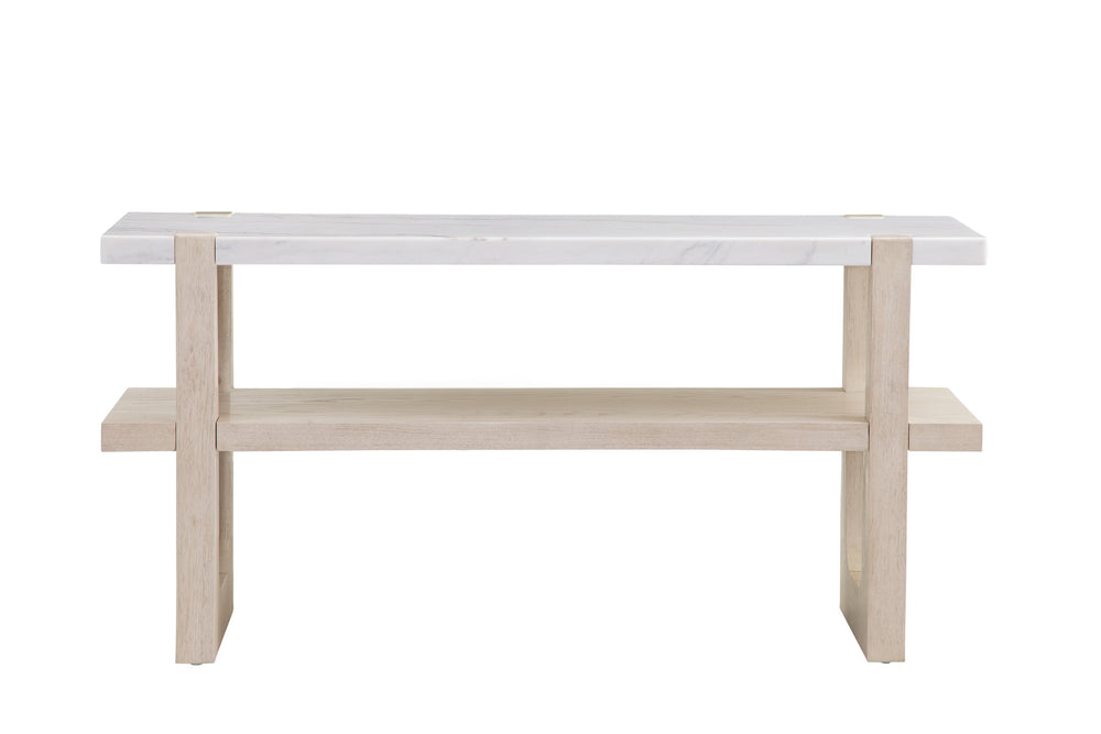Basset Mirror Newport Console Table - Coastal Modern Charm With White Marble Top & Sun-bleached Ash Veneer Finish White Wood,Marble 6260-lr-400