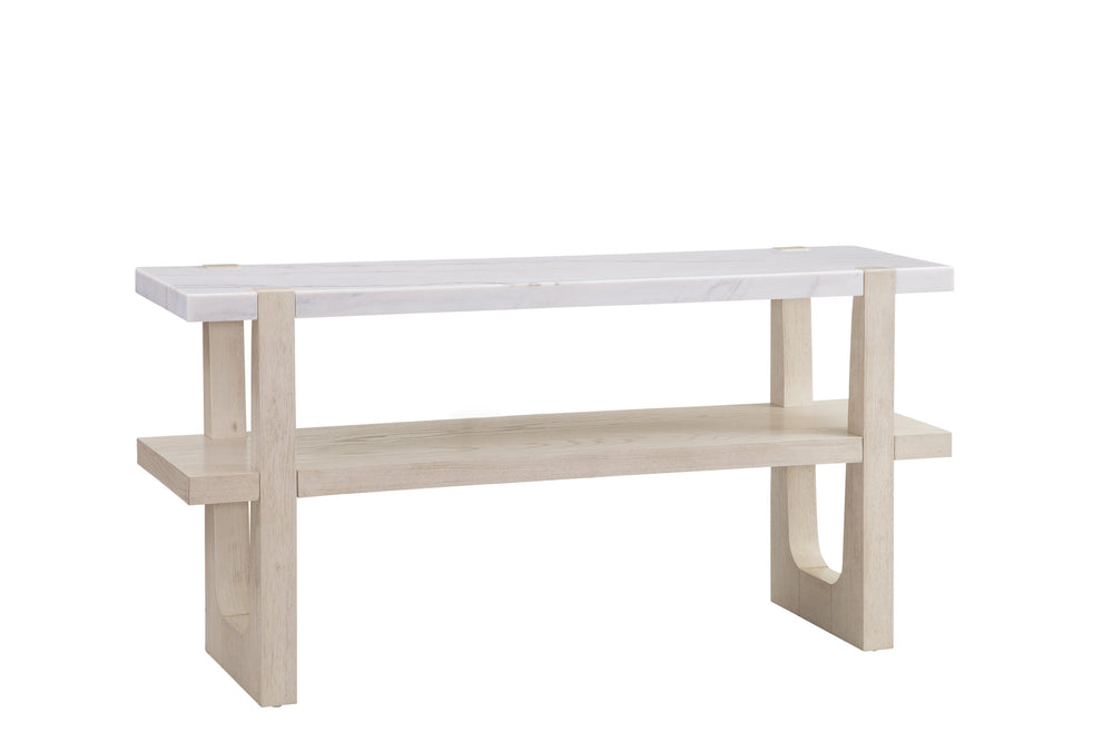 Basset Mirror Newport Console Table - Coastal Modern Charm With White Marble Top & Sun-bleached Ash Veneer Finish White Wood,Marble 6260-lr-400