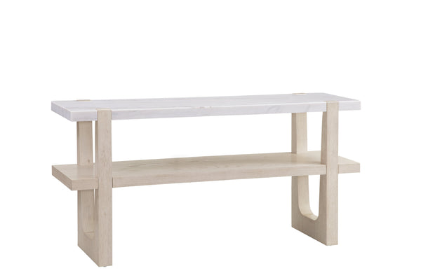 Basset Mirror Newport Console Table - Coastal Modern Charm With White Marble Top & Sun-bleached Ash Veneer Finish White Wood,Marble 6260-lr-400