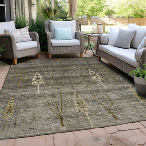 HomeRoots 9' X 12' Elegant Pewter & Gold Floral Area Rug – Washable for Indoor/Outdoor Use, Stain-Resistant! 626000