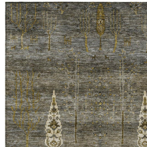 HomeRoots 9' X 12' Elegant Pewter & Gold Floral Area Rug – Washable for Indoor/Outdoor Use, Stain-Resistant! 626000