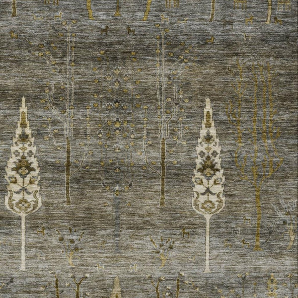 HomeRoots 10' Stylish Pewter & Gold Floral Area Rug – Washable, Indoor/Outdoor, Durable, Perfect for High Traffic! 626001