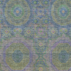HomeRoots 8' X 10' Vibrant Blue and Green Medallion Area Rug - Washable, Durable, Perfect for Indoor & Outdoor Use! 626005