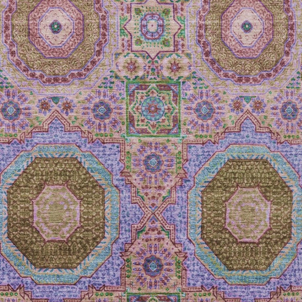 HomeRoots 5' X 8' Pink and Teal Blue Medallion Indoor/Outdoor Rug - Washable, Durable & Stylish Accent Piece 626015