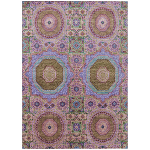 HomeRoots 5' X 8' Pink and Teal Blue Medallion Indoor/Outdoor Rug - Washable, Durable & Stylish Accent Piece 626015