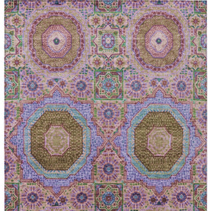 HomeRoots 8' X 10' Vibrant Pink and Teal Blue Medallion Washable Area Rug for Indoor and Outdoor Spaces 626017