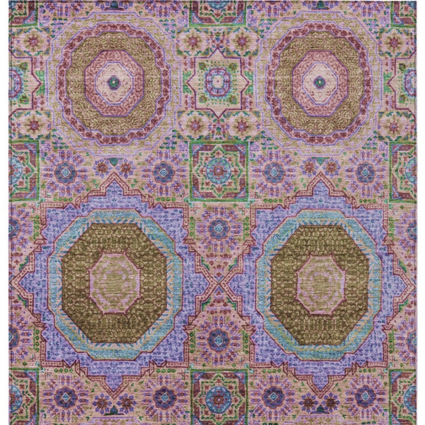 HomeRoots 8' X 10' Vibrant Pink and Teal Blue Medallion Washable Area Rug for Indoor and Outdoor Spaces 626017