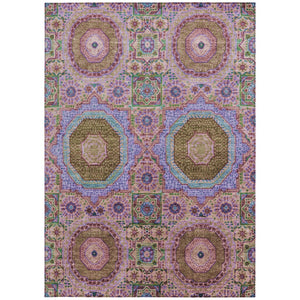 HomeRoots 8' X 10' Vibrant Pink and Teal Blue Medallion Washable Area Rug for Indoor and Outdoor Spaces 626017