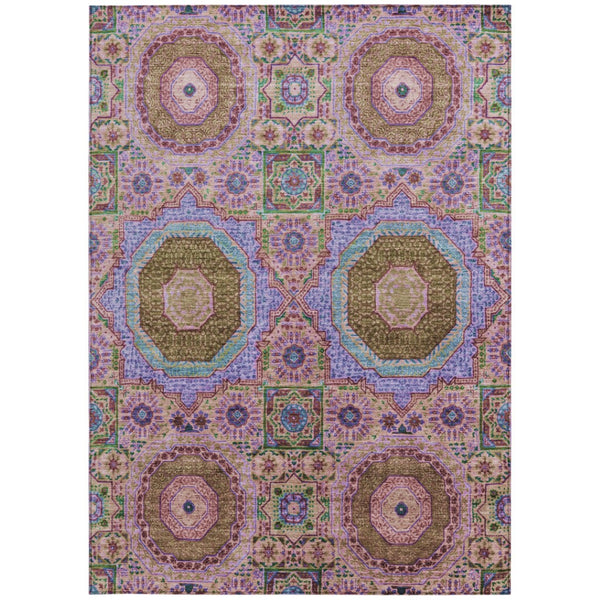 HomeRoots 8' X 10' Vibrant Pink and Teal Blue Medallion Washable Area Rug for Indoor and Outdoor Spaces 626017
