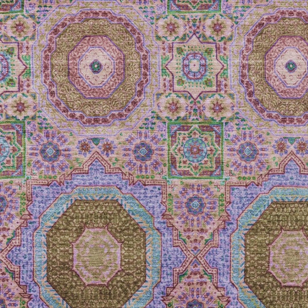 HomeRoots 10' X 14' Pink and Teal Medallion Rug - Vibrant Washable Area Rug for Indoor/Outdoor Spaces 626019