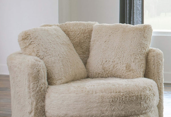 English Elm Contemporary Plush Armless Chair with Metal Legs, Adjustable Headrest, Boxed Cushions & Chaise Comfort beige brown,Cream 52 L x 52 W x 31 H B2741P378643