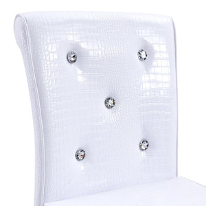 English Elm A Set of 2 Glam Faux Alligator Pvc Barstools with Crystal Buckle Detail White W1512P491589