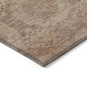 HomeRoots 8' Copper and Rust Round Medallion Area Rug - Durable, Washable, Stylish for Indoor and Outdoor Use 626070