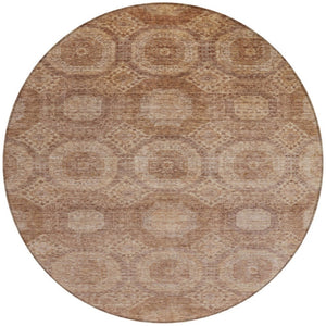 HomeRoots 8' Copper and Rust Round Medallion Area Rug - Durable, Washable, Stylish for Indoor and Outdoor Use 626070
