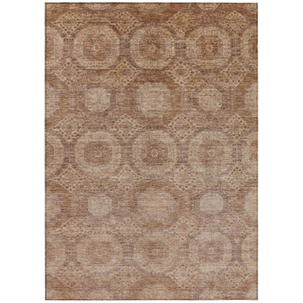 HomeRoots 8' X 10' Copper Medallion Area Rug - Washable, Stain Resistant, Perfect for Indoor & Outdoor Use 626071