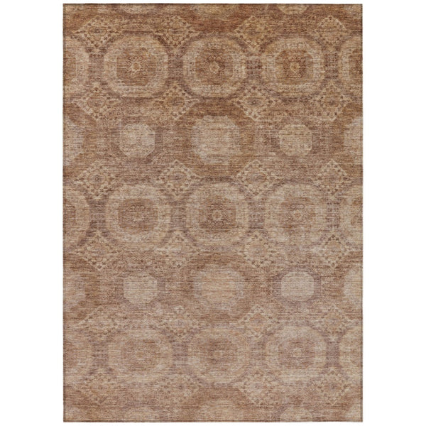 HomeRoots 8' X 10' Copper Medallion Area Rug - Washable, Stain Resistant, Perfect for Indoor & Outdoor Use 626071