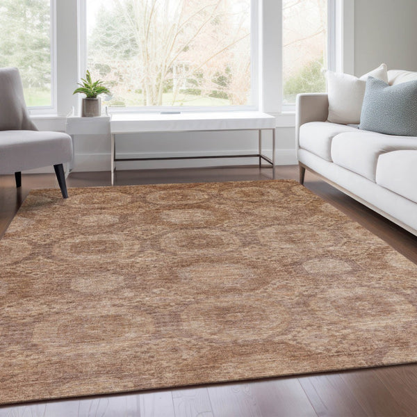 HomeRoots 8' X 10' Copper Medallion Area Rug - Washable, Stain Resistant, Perfect for Indoor & Outdoor Use 626071