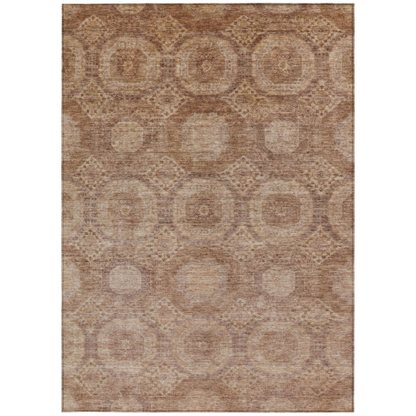 HomeRoots 9' X 12' Copper Medallion Washable Indoor/Outdoor Rug – Durable, Stain-Resistant & Elegant Design! 626072