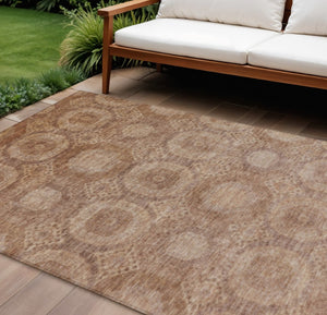 HomeRoots 9' X 12' Copper Medallion Washable Indoor/Outdoor Rug – Durable, Stain-Resistant & Elegant Design! 626072