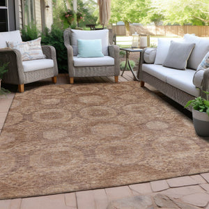 HomeRoots 9' X 12' Copper Medallion Washable Indoor/Outdoor Rug – Durable, Stain-Resistant & Elegant Design! 626072