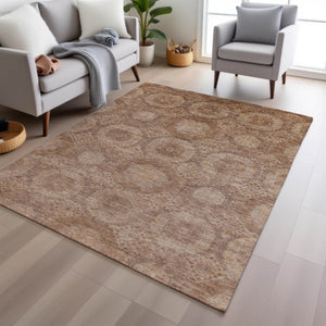 HomeRoots 9' X 12' Copper Medallion Washable Indoor/Outdoor Rug – Durable, Stain-Resistant & Elegant Design! 626072
