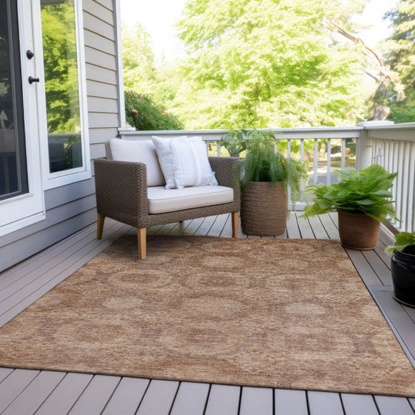 HomeRoots 9' X 12' Copper Medallion Washable Indoor/Outdoor Rug – Durable, Stain-Resistant & Elegant Design! 626072