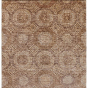 HomeRoots 10' Copper & Rust Medallion Area Rug – Machine Washable, Durable for Indoor/Outdoor Use & High Traffic Areas 626073