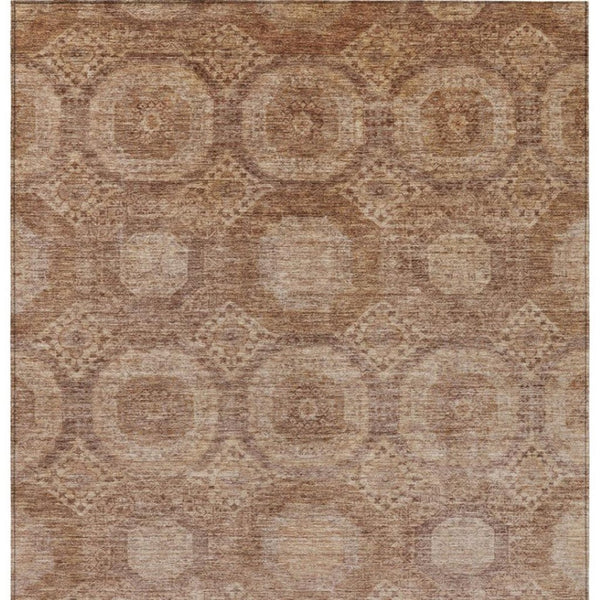 HomeRoots 10' Copper & Rust Medallion Area Rug – Machine Washable, Durable for Indoor/Outdoor Use & High Traffic Areas 626073