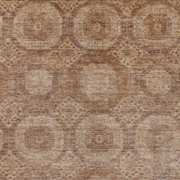 HomeRoots 10' Copper & Rust Medallion Area Rug – Machine Washable, Durable for Indoor/Outdoor Use & High Traffic Areas 626073