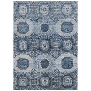HomeRoots 5' Blue and Ivory Medallion Washable Area Rug - Durable, Stylish for Indoor & Outdoor Use, 5x8 Feet 626099