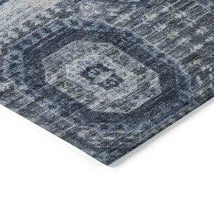 HomeRoots 5' Blue and Ivory Medallion Washable Area Rug - Durable, Stylish for Indoor & Outdoor Use, 5x8 Feet 626099