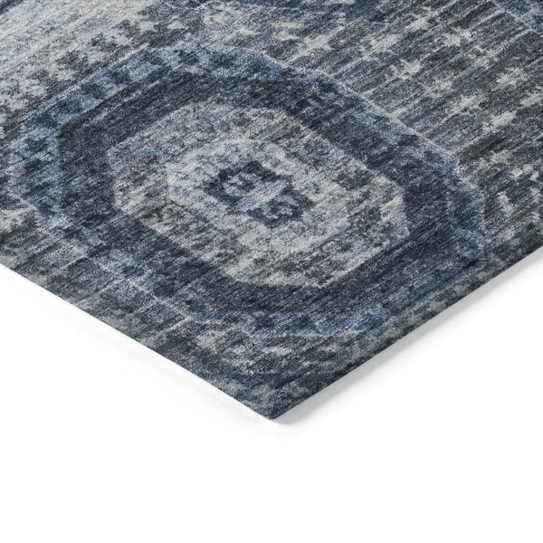 HomeRoots 5' Blue and Ivory Medallion Washable Area Rug - Durable, Stylish for Indoor & Outdoor Use, 5x8 Feet 626099