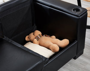 English Elm 93.7" Modern Living Room Sofa with Cup Holder & Hidden Storage, Upholstered Polyester, Durable Frame Black W1097S00201